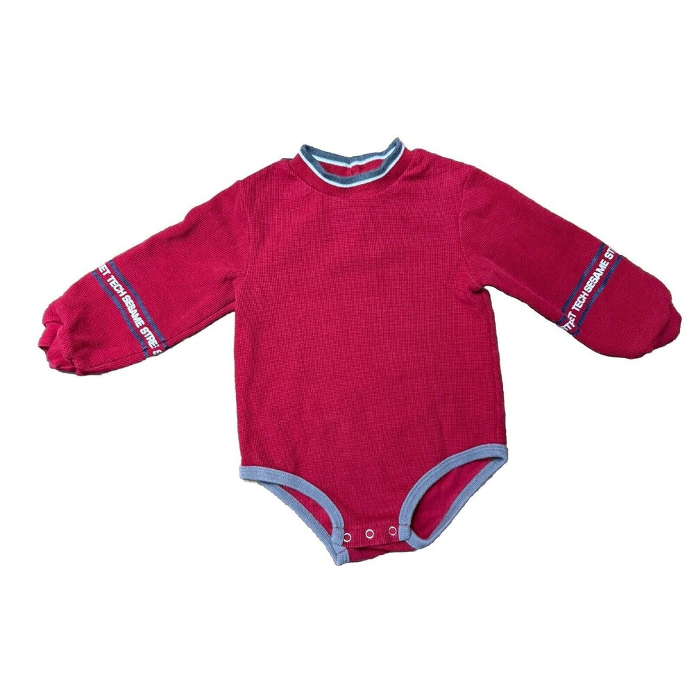 Vintage Sesame Street Jumper | Red Thermal Material | 90s Toddler Outfit - Picture 1 of 8